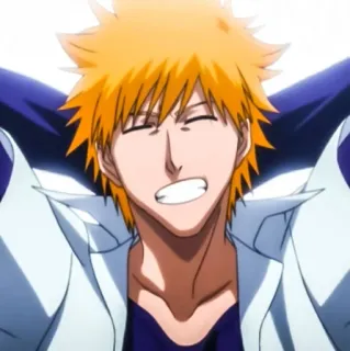 😁 Ichigo Kurosaki Bleach anime, smiling, happy, Ichigo, Bleach telegram sticker