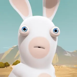 😧 Rabbid conejo, divertido, dibujos animados, animal, tonto whatsapp sticker