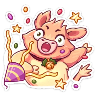 🥳 파티, 축하, 동물, 만화, 스티커, 축제, 장식, 귀여운 telegram sticker