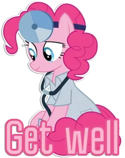 🤨 Pinkie Pie My Little Pony Get Well My Little Pony, Pinkie Pie, Que te mejores, Dibujos animados, Doctor, Lindo, Pony telegram sticker