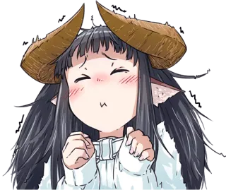 😣 Anime, Chica, Lindo, Monstruo, Cuernos, Dibujos animados whatsapp sticker