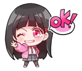 👌 OK! аниме девушка, мило, каваий, чиби, ок, одобрено telegram sticker