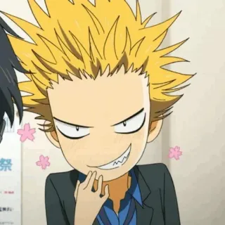 😁 anime, smirking, boy, sakura, school uniform telegram sticker
