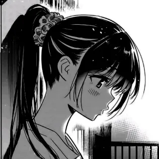 🎐 Anime, Manga, Mädchen, Porträt, Schwarzweiß, Cartoon telegram sticker