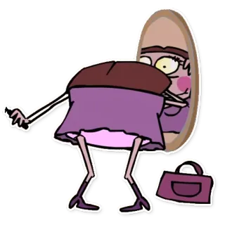 👧 Desenho animado, Personagem, Espelho, Vestido, Maquiagem, Reflexo whatsapp sticker