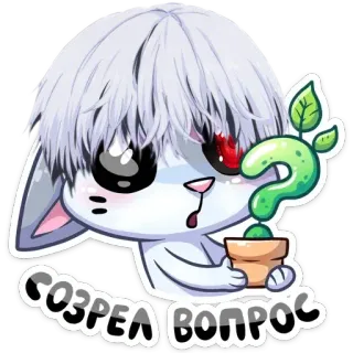 🥺 СОЗРЕЛ ВОПРОС królik, pytanie, roślina, kreskówka, słodki, anime telegram sticker