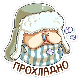 😵 ПРОХЛАДНО cão, inverno, frio, cachecol, chapéu, russo, fresco telegram sticker