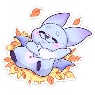 🍁 Fledermaus, süß, Herbst, Blätter, Tier, Cartoon, Aufkleber whatsapp sticker
