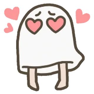 ๐ ghost, hearts, cute, love, cartoon, sticker whatsapp sticker