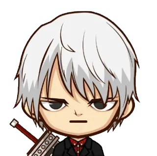 😄 อนิเมะ, มังงะ, การ์ตูน, ผมขาว, ตาสีแดง, ตัวละคร telegram sticker
