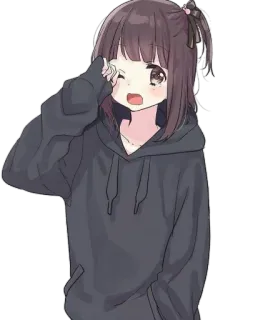 😪 Anime, Gadis, Hoodie, Lucu, Kawaii telegram sticker