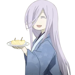 🍎 Anime, Femmina, Sorridendo, Cibo, Piatto telegram sticker