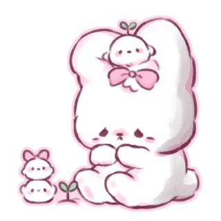 😭 귀여운, kawaii, 동물, 토끼, 바니, 스티커, 치비, 분홍색, 흰색 telegram sticker