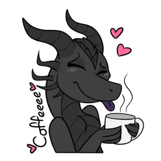 ☕️ Coffeeeee dragon, café, dessin animé, autocollant, mignon, boisson whatsapp sticker