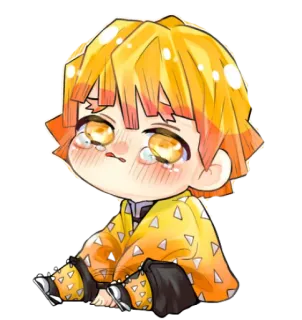 🥺 Zenitsu Agatsuma Demon Slayer 动漫, 鬼灭之刃, 善逸, 贴纸, 角色, 可爱 whatsapp sticker