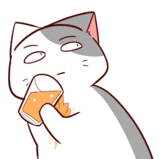😓 mèo, uống, hoạt hình, hài hước, động vật, meme telegram sticker