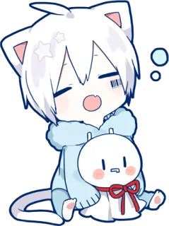 😪 猫, かわいい, 可愛い, アニメ, ステッカー, ちび whatsapp sticker