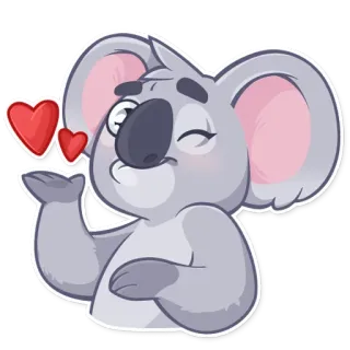 😘 koala, animal, dessin animé, mignon, amour, coeur, baiser, bisou telegram sticker