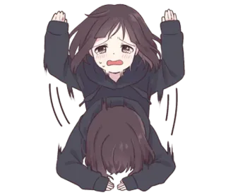 😢 anime, triste, chorando, abraço, conforto, emocional telegram sticker