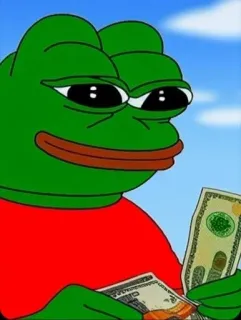 🌟 Pepe the Frog rana, soldi, dollaro, meme, internet telegram sticker