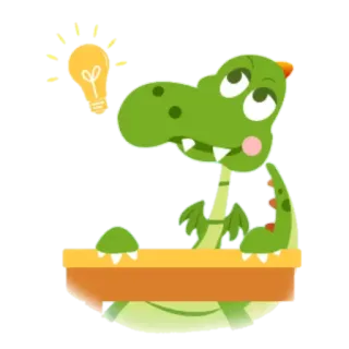 ☹️ дракон, мультфильм, лампочка, идея, мышление, милый telegram sticker