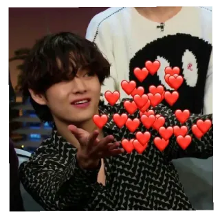 😄 V K팝, 가수, 팬아트, 하트, 뷔, BTS, 사랑 telegram sticker