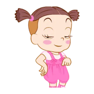 😏 Cartoon, Mädchen, Rosa, Süß, Figur, Verspielt telegram sticker
