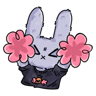 🕺 bunny, rabbit, cute, pink, flower, animal, cartoon, whimsical telegram sticker