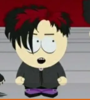 🖕 Goth Kid South Park goth, cartoon, south park, charakter, emo, kind telegram sticker