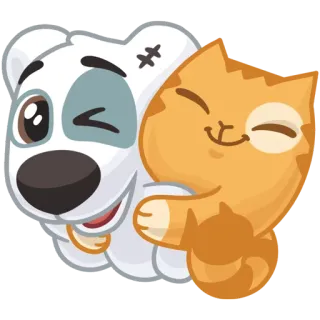 🤗 chien, chat, amis, animal, animal de compagnie, dessin animé, mignon, câlin telegram sticker