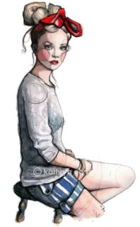 🤔 femme, fille, portrait, illustration, oeuvre d'art, dessin telegram sticker