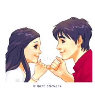 ✋ obietnica na małego palca, para, miłość, przyjaźń, zobowiązanie, kreskówka, związek telegram sticker