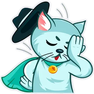 🤦‍♂️ gato, fedora, capa, agotado, dibujos animados, animal telegram sticker