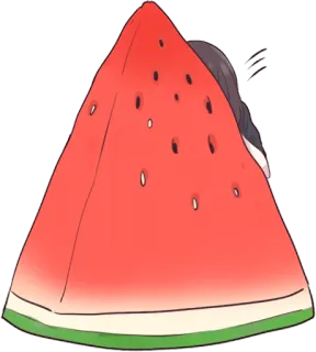 🍉 watermeloen, fruit, eten, schattig, plak whatsapp sticker