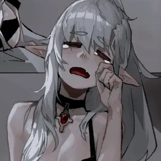 ⛓ アニメ, エルフ, 泣く, キャラクター, 悲しい, ファンタジー telegram sticker