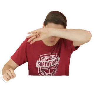 😓 SUPRAPIXEL GADGET LIFE pessoa, camisa vermelha, gadget, vida, logotipo, suprapixel whatsapp sticker