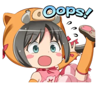 😳 Oops! anime girl, oops, cute, chibi, surprised, cartoon telegram sticker