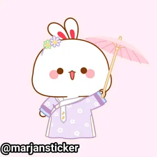 ❤️ @marjansticker кролик, милый, каваий, наклейка, зонтик, мультфильм telegram sticker