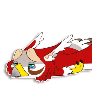 😑 coruja, pássaro, desenho animado, vermelho, dormindo, cansado, animal, adesivo whatsapp sticker