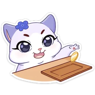 ☺️ cat, coin, money, cute, sticker, cartoon whatsapp sticker