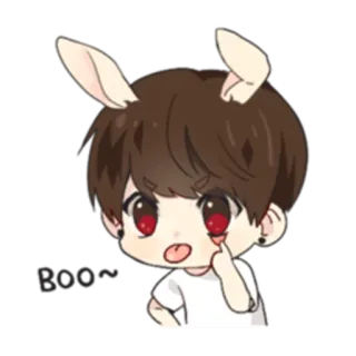 😛 BOO~ pegatina, mono, conejo, dibujos animados, animación, bu telegram sticker