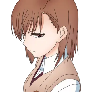 😠 Misaka Mikoto A Certain Scientific Railgun Anime, Dziewczyna, Misaka Mikoto, Railgun, Postać, Kreskówka telegram sticker