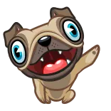 👋 chien, carlin, dessin animé, joyeux, animal, mignon telegram sticker