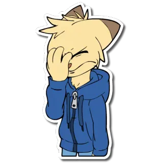 🤦‍♂️ 猫, 兽人, 捂脸, 失望, 动物, 卡通 telegram sticker