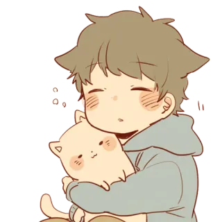 😽 carino, gatto, ragazzo, anime, kawaii, assonnato telegram sticker