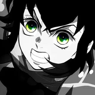 🖤 Anime, Manga, Personaggio, Arrabbiato/a, Ritratto, Bianco e nero, Occhi, Donna whatsapp sticker
