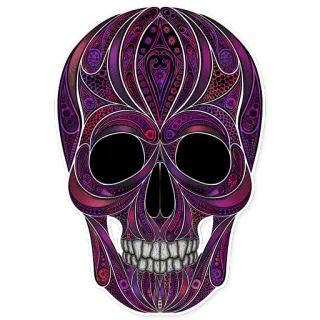 🎭 skull, ornate, purple, floral, skeleton telegram sticker