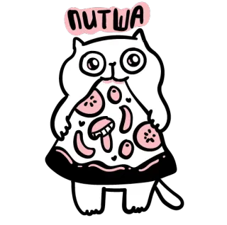 🍕 питша chat, pizza, mignon, dessin animé, autocollant telegram sticker