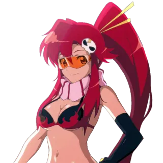 😎 Yoko Littner Gurren Lagann anime, red hair, character, glasses, woman telegram sticker
