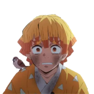 😟 Zenitsu Agatsuma Demon Slayer Anime, Demon Slayer, Zenitsu, asustado, impactado whatsapp sticker